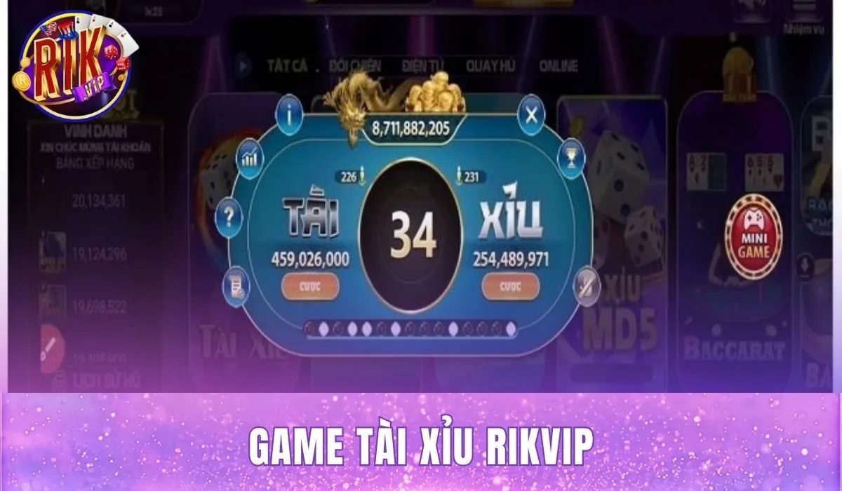 Giao diện game tài xỉu rikvip hấp dẫn và dễ tham gia